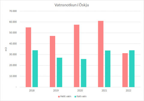 Vatnsnotknun í Öskju - stöplarit
